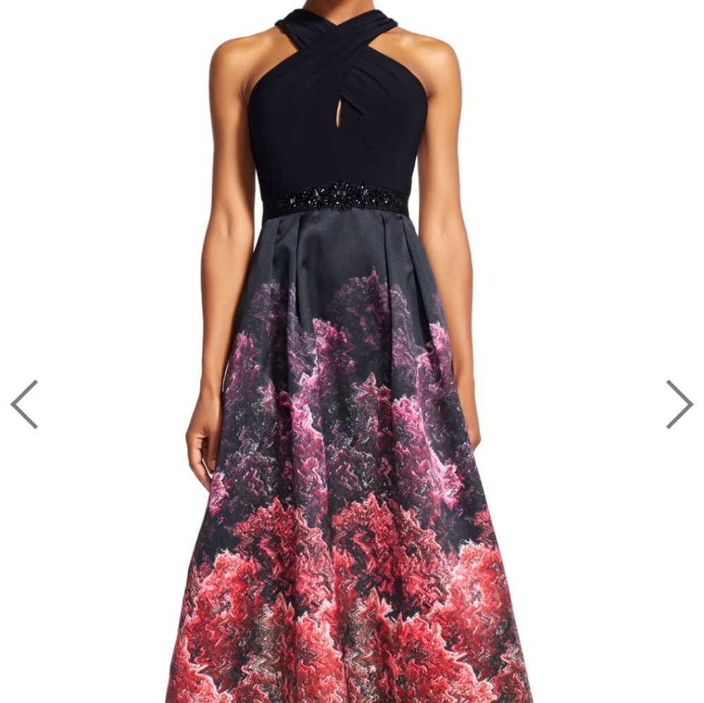 Abstract / Coral Mikado A-line Gown with Pockets